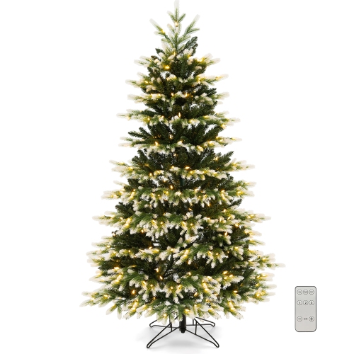 Gymax 6 FT Per-Lit Artificial Christmas Tree Hinged Xmas Tree w/ Quick Power Connector