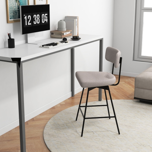 Gymax 2PCS Swivel Bar Stool 25'' Upholstered Bar Height Dining Chair w/ Footrest