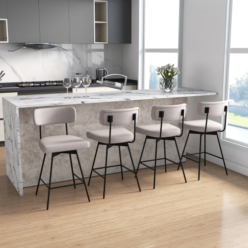 Gymax 2PCS Swivel Bar Stool 25'' Upholstered Bar Height Dining Chair w/ Footrest