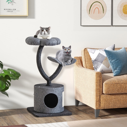 Gymax 35'' Cat Tree Tower 3-Layer Activity Center w/ Sisal Scratching Board & 2 Perches