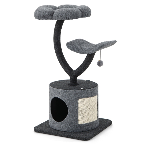 Gymax 35'' Cat Tree Tower 3-Layer Activity Center w/ Sisal Scratching Board & 2 Perches