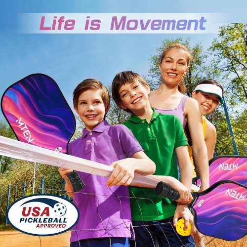 USAPA Approved Fiberglass Pickleball Paddle Set – Lightweight, Durable Rackets for Men & Women – Complete Pickleball Set for Indoor & Outdoor Play