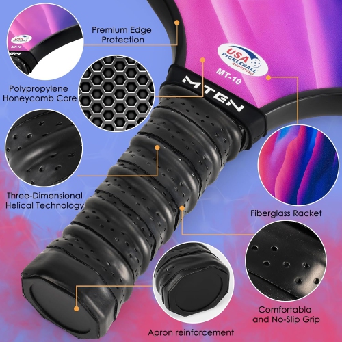 USAPA Approved Fiberglass Pickleball Paddle Set – Lightweight, Durable Rackets for Men & Women – Complete Pickleball Set for Indoor & Outdoor Play