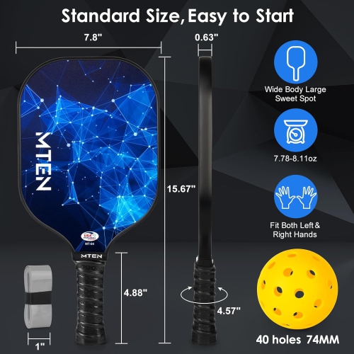 USAPA Approved Fiberglass Pickleball Paddle Set – Lightweight, Durable Rackets for Men & Women – Complete Pickleball Set for Indoor & Outdoor Play