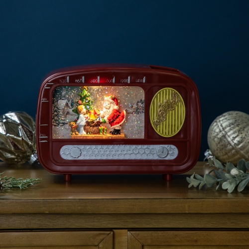 NORTHLIGHT  "led Lighted ""santa Sighting"" Retro Radio Christmas Snow Globe - 8.75"""