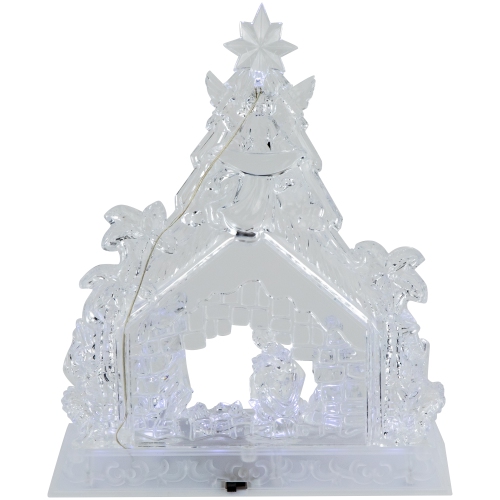 LED Lighted Nativity Scene in Stable Acrylic Christmas Decoration - 10.75"