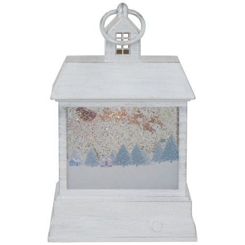 Lanterne de Noël illuminée DEL, boule à neige, père Noël, 10 po