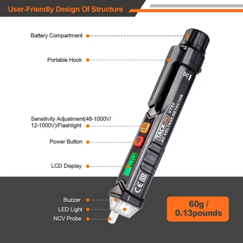 TACKLIFE VT02 Lassers & Levels – Testeur de tension CA/stylo testeur de tension sans contact