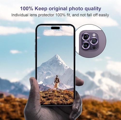 XCRS – Ring de protection en verre trempé, antirayure, anneau d’appareil photo individuel pour Apple iPhone 14 Pro Max