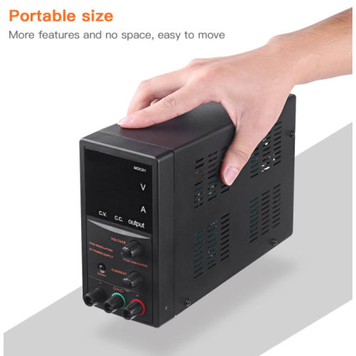 Tacklife 0V 5A Adjustable Switching Regulated with 4 Digits Display, Course and Fine Adjustments(00.01V, 0.001A), Data Hold - 110V/115CM Alligator