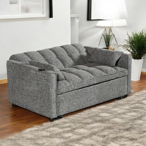 Cosmic Homes Aspire Fabric Upholstered Sofa Bed With Built-In USB Charging Ports - Grey
