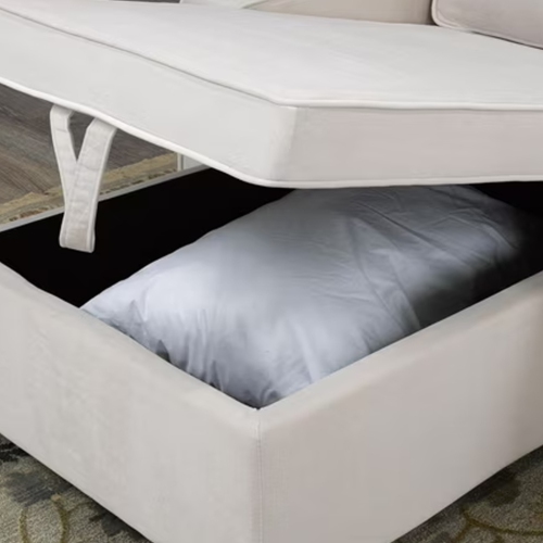 Cosmic Homes Sleeper Sofa Bed – Light Beige Sectional Sofa, Polyester Fabric Cover Pull-out Bed, Futon, Pull Out Couch