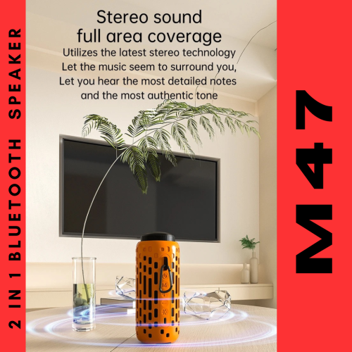 TUTT M47 2 in 1 Outdoor Waterproof Mini Speaker with Earbuds LED Lighting with Hook | TWS Earbuds Wireless with Portable Mini Speaker | for Picnic