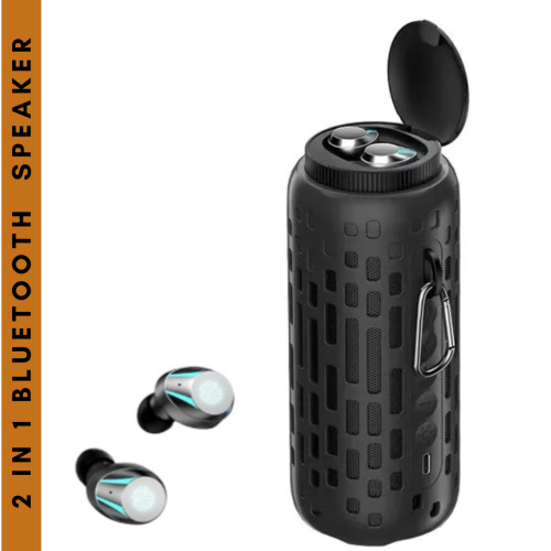 TUTT  M47 2 In 1 Outdoor Waterproof Mini Speaker With Earbuds Led Lighting With Hook | Tws Earbuds Wireless With Portable Mini Speaker | for Picnic Travel Biking Hiking