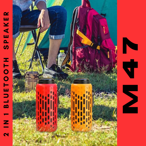 TUTT M47 2 in 1 Outdoor Waterproof Mini Speaker with Earbuds LED Lighting with Hook | TWS Earbuds Wireless with Portable Mini Speaker | for Picnic