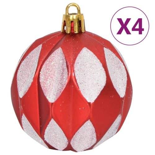 Ensemble de boules de Noël 64 pièces rouge et blanc de vidaXL