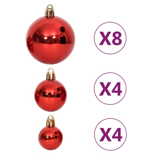 Ensemble de boules de Noël 64 pièces rouge et blanc de vidaXL