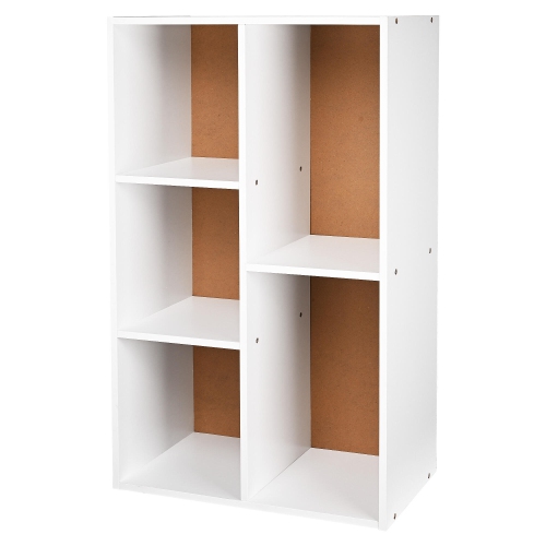 5-Cube Open Shelf Bookcase in White, Stylish and Functional Storage Bookshelf Organization Book Organizer for Living Room and Bedroom