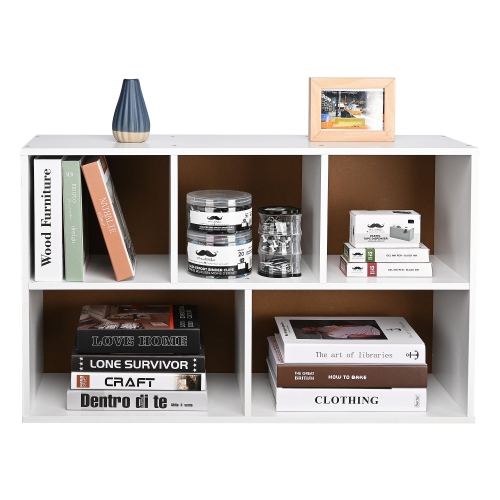 5-Cube Open Shelf Bookcase in White, Stylish and Functional Storage Bookshelf Organization Book Organizer for Living Room and Bedroom