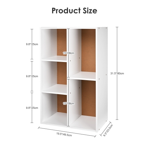 5-Cube Open Shelf Bookcase in White, Stylish and Functional Storage Bookshelf Organization Book Organizer for Living Room and Bedroom