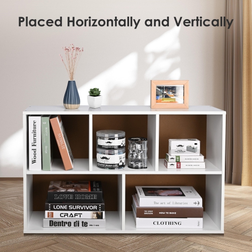 5-Cube Open Shelf Bookcase in White, Stylish and Functional Storage Bookshelf Organization Book Organizer for Living Room and Bedroom