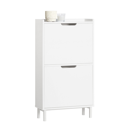 SoBuy FSR151-W 2 Flip-Drawers Shoe Cabinet Shoe Rack Shoe Storage Cupboard Organizer Unit