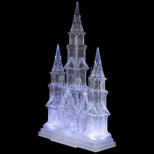LED Lighted Winter Church Acrylic Christmas Decoration - 17.5"
