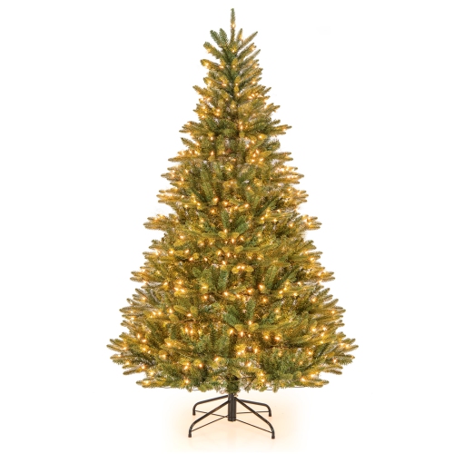 COSTWAY  6 Ft Pre-Lit Christmas Tree Hinged With 500 Incandescent Lights & 912 Branch Tips