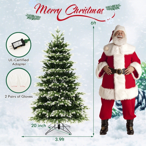 Costway 6 FT Pre-Lit Christmas Tree 3 Modes Hinged with Quick Power Connector & 350 Lights