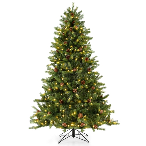 COSTWAY  6 Ft Pre-Lit Christmas Tree 3-Minute Quick Shape With Quick Power Connector Timer