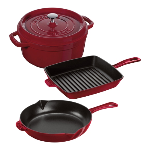 STAUB Cast Iron 4 Piece Mixed Set, Bordeaux