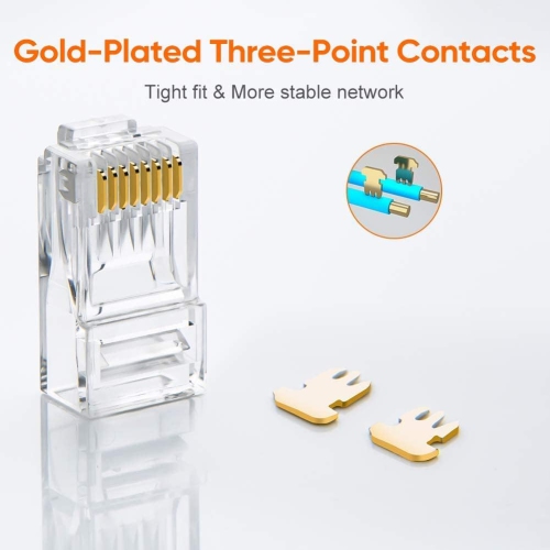 200-Pack Cat6 RJ45 Ends, Cat6 Connector, Cat6 / Cat5e RJ45 Connector, Ethernet Cable Crimp Connectors UTP