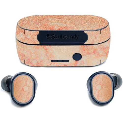 Skin Compatible with Skullcandy Sesh True Wireless Earbuds Flashy Apricot Marble Protective Durable