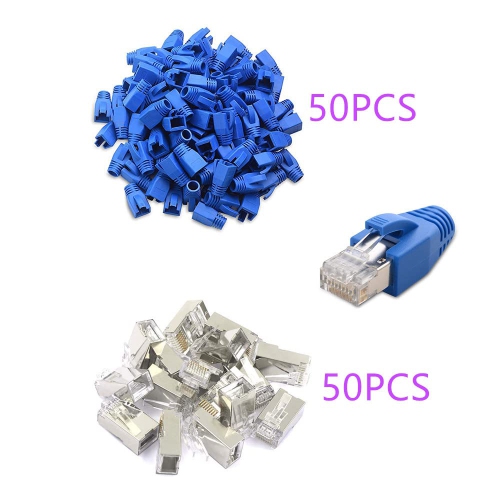 50/50 Pack CAT6 RJ45 Connectors Shielded CAT6 Connector CAT6/CAT5E RJ45 Connector Ethernet Coupler 8p8c with Plastic
