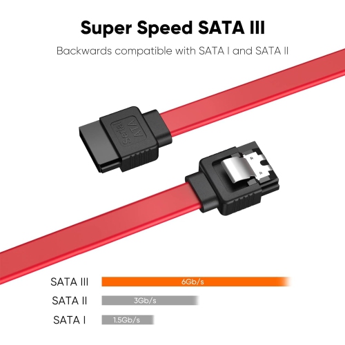 SATA III Cable, [5-Pack] 8-inch SATA III 6.0 Gbps 7pin Female to Female Data Cable with Locking Latch,
