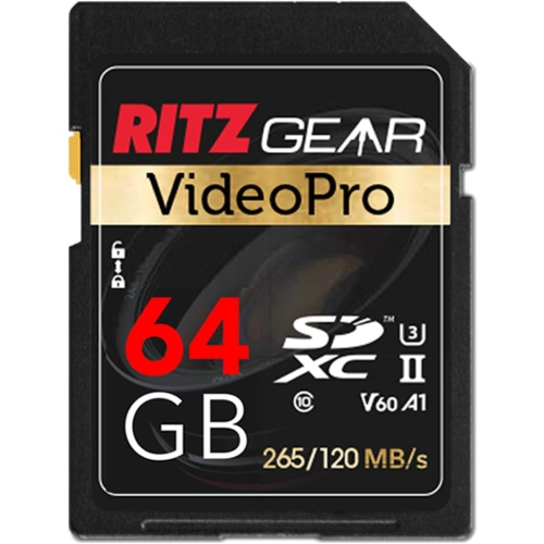 Ritz Gear – Carte SD 64 Go UHS-II SDXC haute vitesse, C10 Go, U3 Go,  V60 Go, HD intégrale et carte mémoire de 8K Go pour appareil photo reflex  numérique, vidéo de qualité