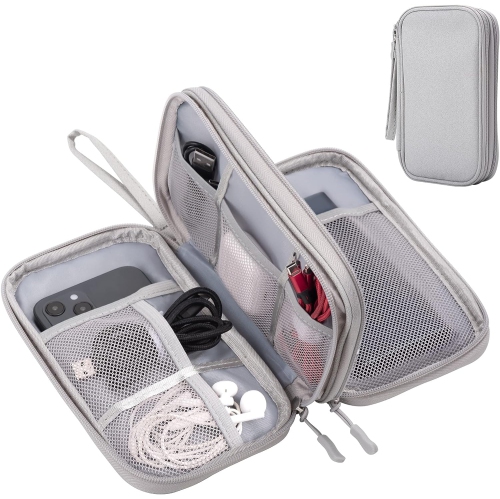 Range-câbles pour appareils électroniques, pochette de rangement pour  accessoires de câble étanche, rangement portatif à fermeture à glissière à  deux couches