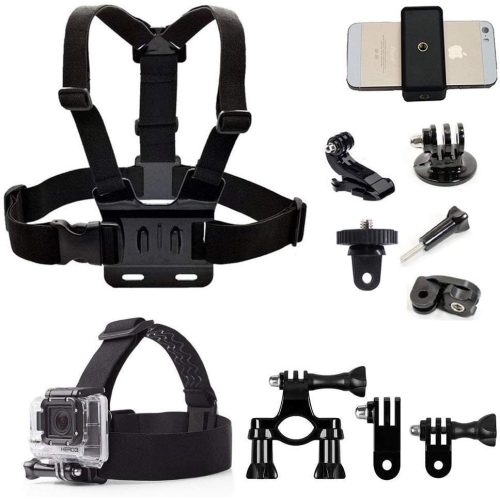 Accessoires pour caméra d'action Support pour guidon harnais pour poitrine  avec pince pour téléphone cellulaire pour GoPro Hero/iPhone