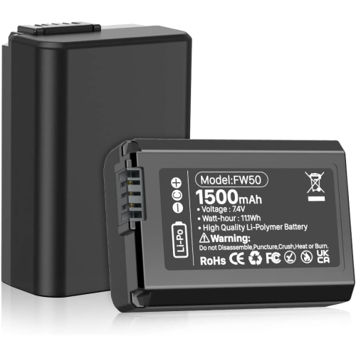 Batterie rechargeable 1500&nbsp;mAh NP-FW50 pour appareil photo Alpha a6500, a6300, a6000, a7S, a7 de 7,4&nbsp;V a7s ii, a7s, a5100,