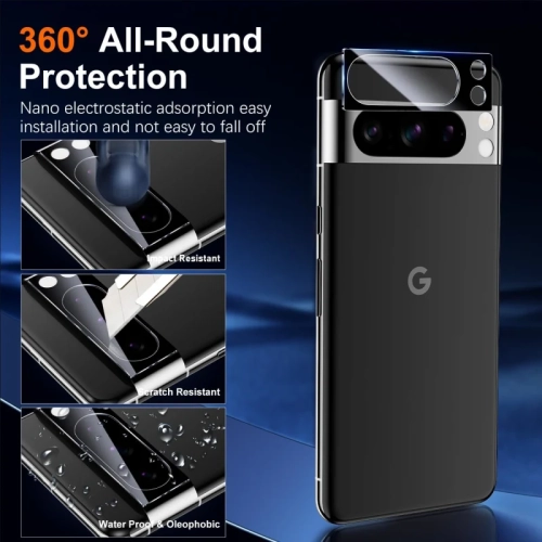 Protecteur d'écran pour Pixel 8 Pro de Google - installation facile, verre trempé 9H mm avec protecteurs d'objectif - transparent HD, antirayure