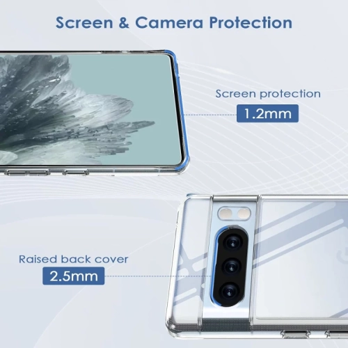 Étui transparent anti-jaunissement pour le Pixel 8 5G de Google | absorption des chocs, anti-empreintes, résistant aux rayures