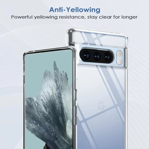 Étui transparent anti-jaunissement pour le Pixel 8 Pro 6,7&nbsp;po 5G de Google | absorption des chocs, anti-empreintes, résistant aux rayures