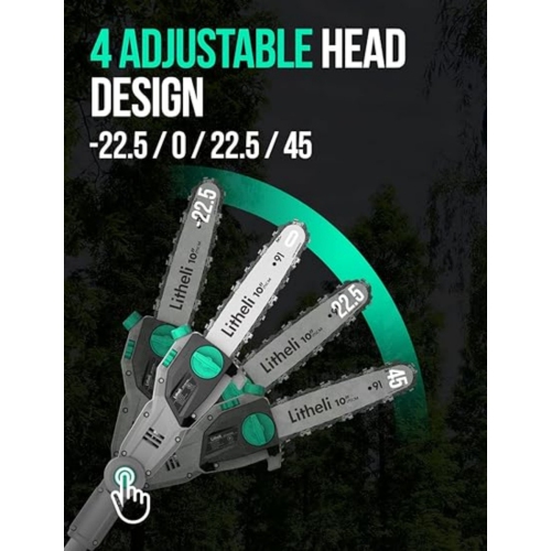 Litheli Cordless Pole Saw 10-Inch with 2.0Ah Battery & Charger