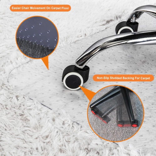 36x48inch Office Chair Mat with Spikes and Anti-Slip, PVC Translucent Chair Mat Carpet Floor Protector, Rectangle