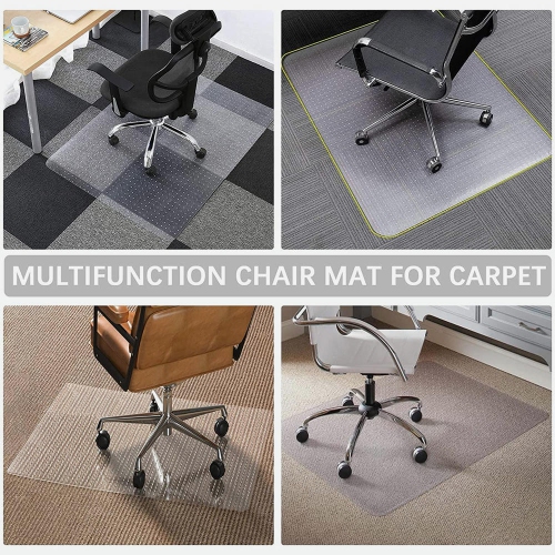 36x48inch Office Chair Mat with Spikes and Anti-Slip, PVC Translucent Chair Mat Carpet Floor Protector, Rectangle