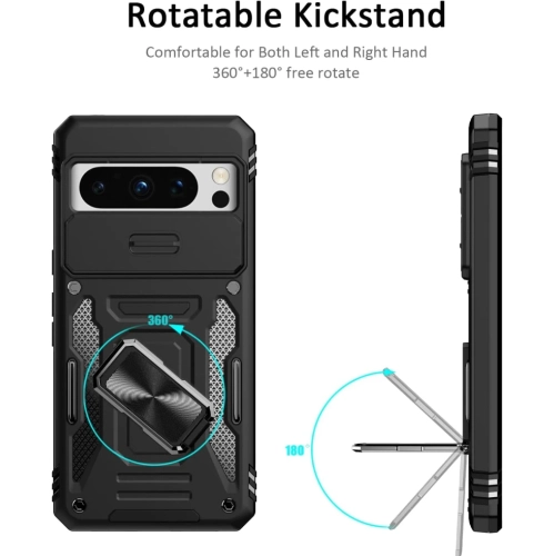 Étui antichoc robuste de qualité militaire pour Pixel 8 Pro de Google avec protection d'objectif et aimant arrière pour le support d'auto