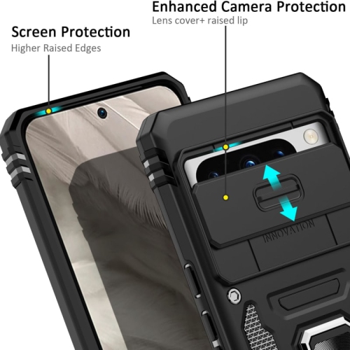 Étui antichoc robuste de qualité militaire pour Pixel 8 Pro de Google avec protection d'objectif et aimant arrière pour le support d'auto