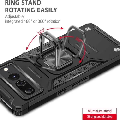 Robuste étui antichoc de qualité militaire pour Pixel 8 de Google avec protection d'objectif et aimant arrière pour le support de voiture