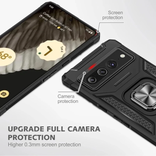 Robuste étui antichoc de qualité militaire pour Pixel 8 de Google avec protection d'objectif et aimant arrière pour le support de voiture