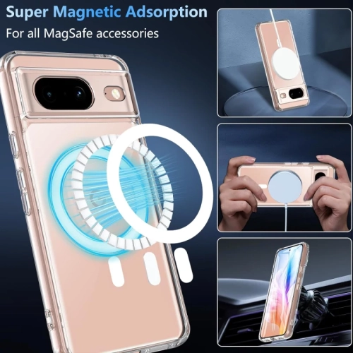 Étui magnétique pour Pixel 8 de Google avec protecteur d'écran [MagSafe compatible] - Étui mince protecteur militaire transparent pour protéger votre